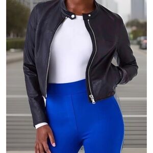 Spanx Cropped Faux Leather Moto Jacket